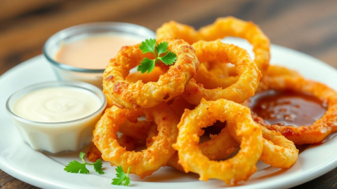 Thumbnail image about air fryer onion rings